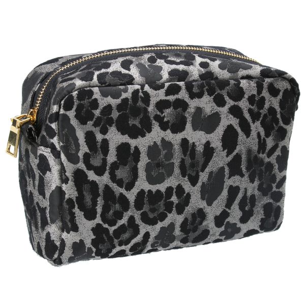 Jacquard Cosmetic Pouch 23cm - Silver Leopard