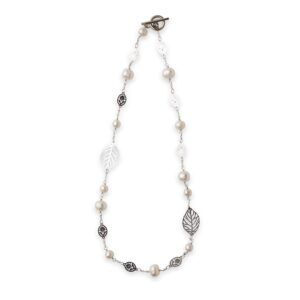 Pearl and leaf necklace