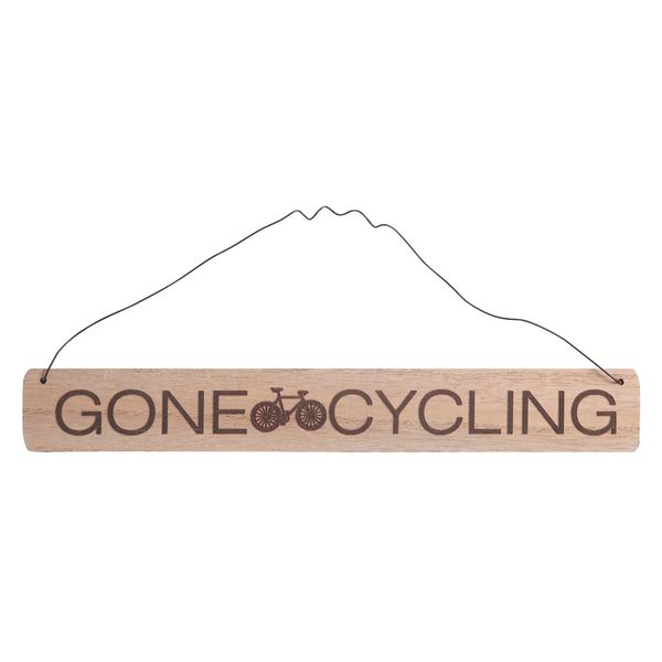 'Gone cycling' etched sign