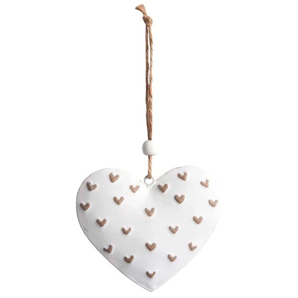 Metal white heart decoration