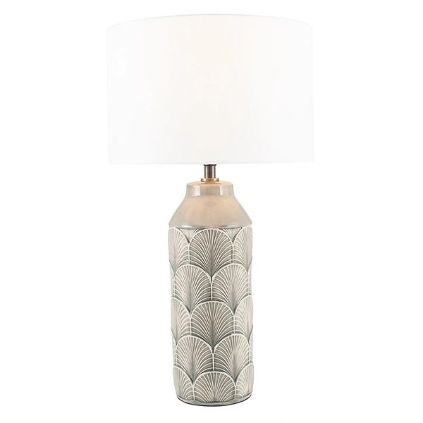 Embossed Grey Ceramic Table Lamp