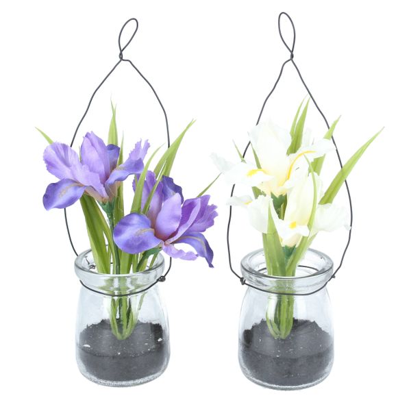 Fabric Iris in Glass Jar