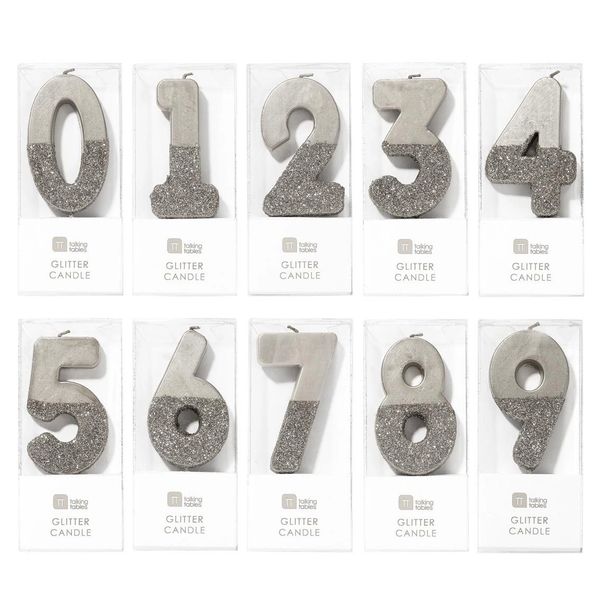 Silver Glitter Number Birthday Candles
