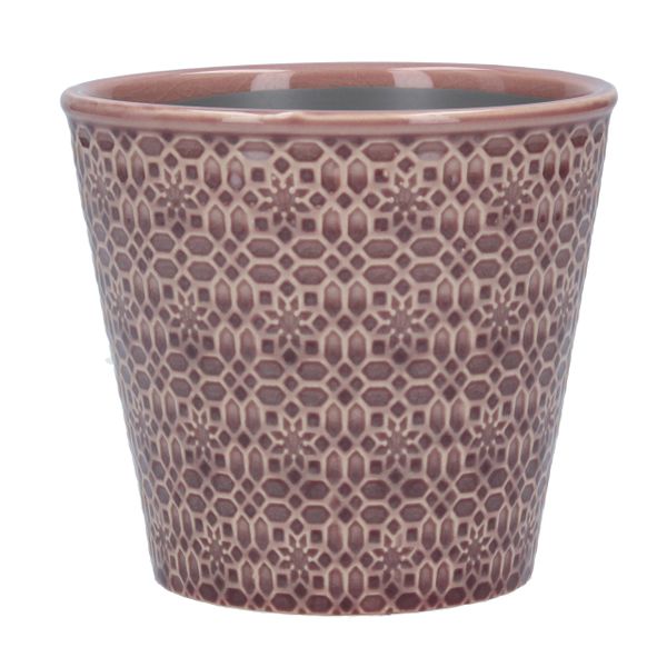 Ceramic Pot Cover 13.5cm - Dusky Mauve Mosaic