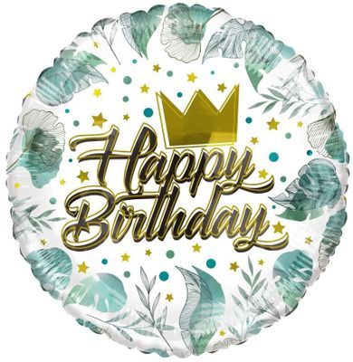 ECO Balloon - Birthday Crown & Leaves (18 Inch)