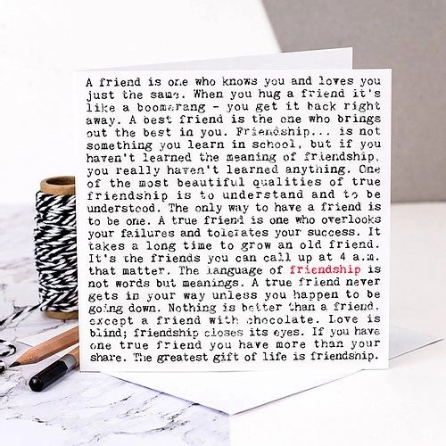Friendship Wise Words Quotes Card for Best Friends gc157