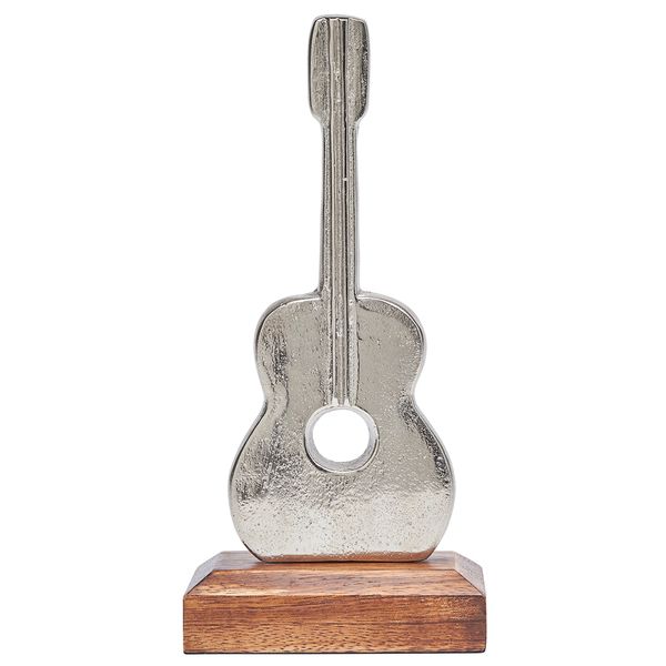 Silver metal guitar on base