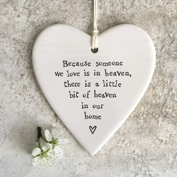Porcelain round heart-Because someone we love is in heaven
