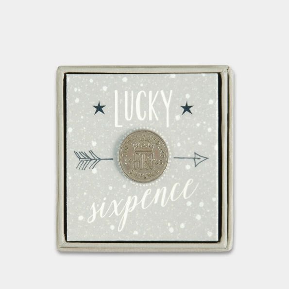 Sixpence grey dots-Lucky