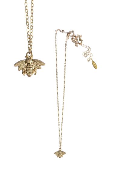 Honey Bee Drop Pendant - Worn Gold