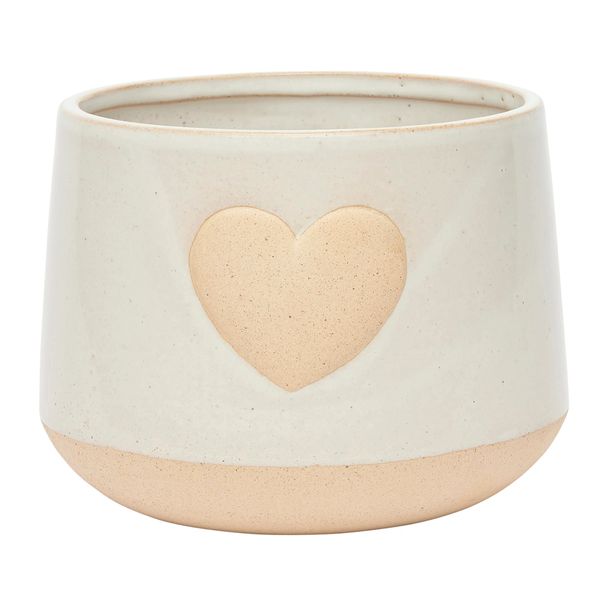 Cream Heart Stoneware Planter