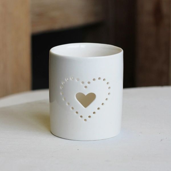 Ceramic Dotted Heart Tealight Holder