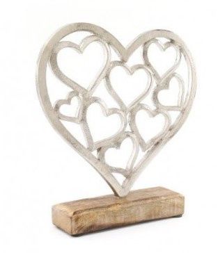 ALUMINIUM HEART CLUSTER ORNAMENT, 22CM