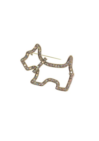 Westie Frame Brooch - A.Gold/AB