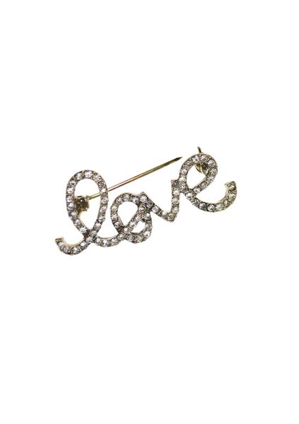 Love brooch - Antique Gold / Clear