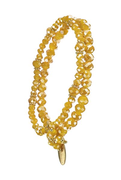 Double Up Crys Strands W/Cluster Drop Bracelet - Mustard