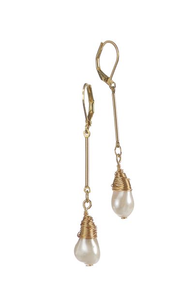 Pearl Pendulum Drops - Gold / Natural Pearl