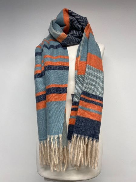 Chevron stripe Orange/blue Scarf