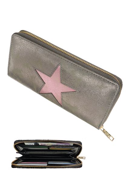 Compartment Purse STAR - Pewter & Pink