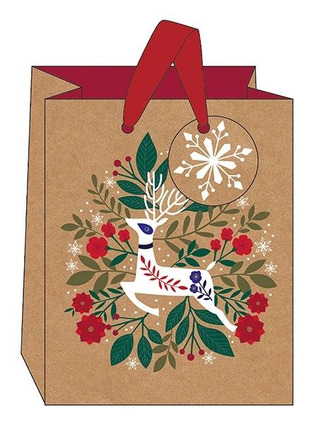 REINDEER KRAFT MEDIUM GIFT BAG GBX191