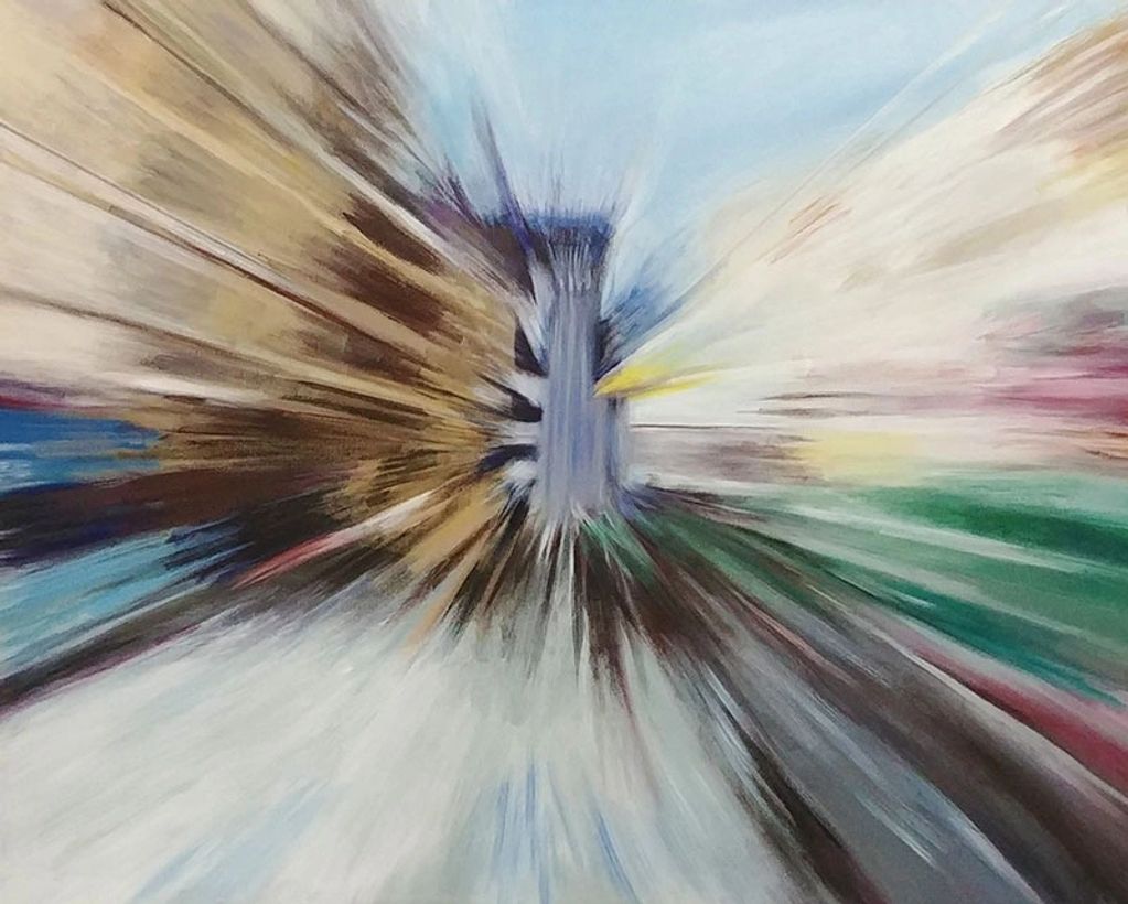 Painting of Downtown Los Angeles on Broadway.