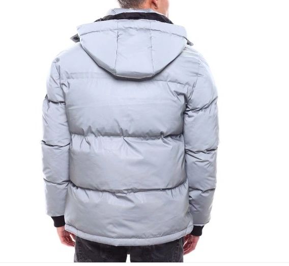 Men's Reflective Puffer Jacket with Detachable Hood