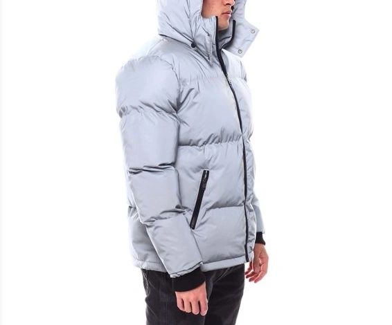 Men's Reflective Puffer Jacket with Detachable Hood