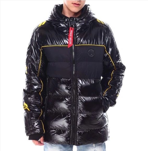 Glazed nylon puffer coat with 2024 hood