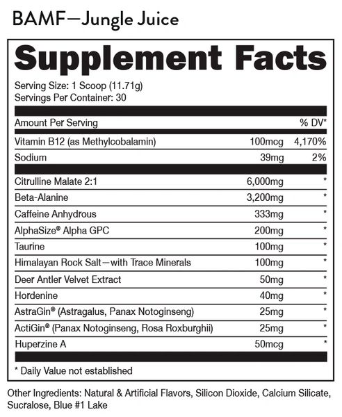 Bucked Up Bamf High Stimulant Nootropic Pre Workout Jungle Juice Mixed Berry Flavour Www Supplements4u Co