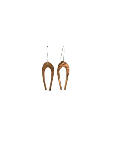 Earring Medium Hammered Copper Horseshoe