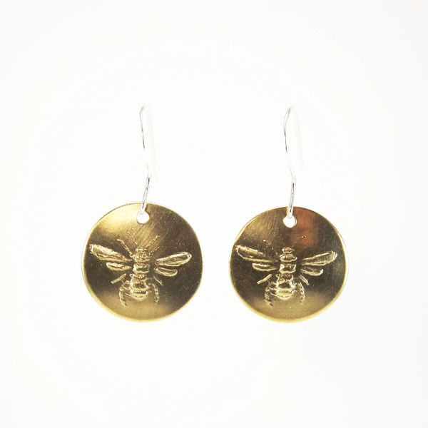 Bee Earrings 3 Brass