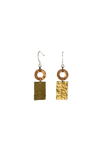 FUCK Earring 6j5w Brass with Hammered Copper Washer