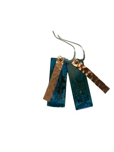 Fucking Fancy Earring 7 Blue with Hammered Copper