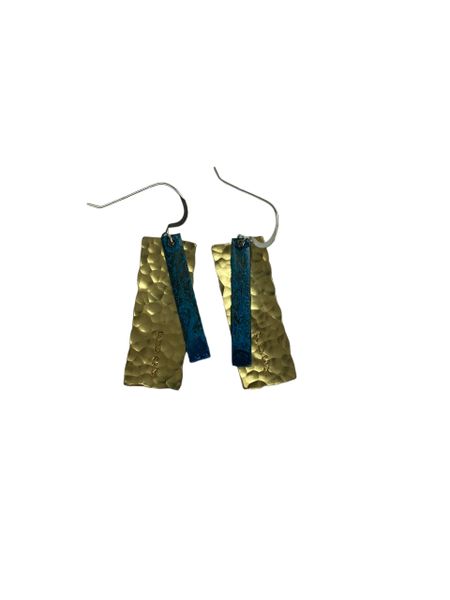 Fucking Fancy Earring 7 Hammered Brass and Blue