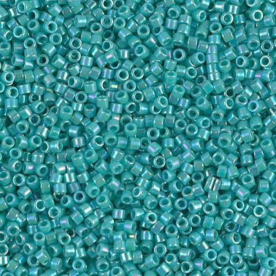 DB166 Delica Beads 10gr. Dark Aqua, Opaque Rainbow | The Bead Shop