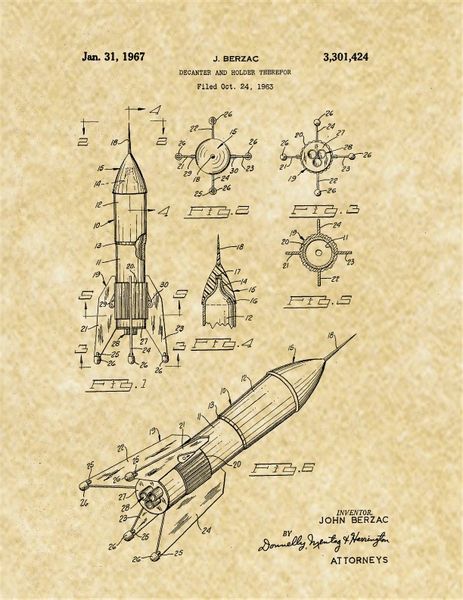 ROCKET DECANTER PATENT #3301424