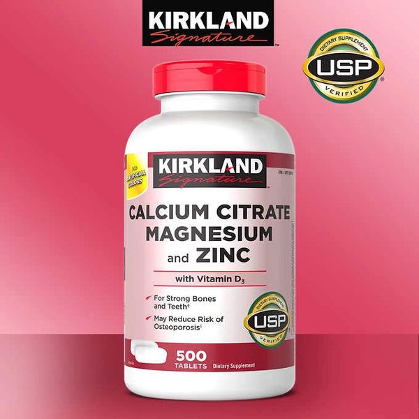 Calcium Citrate Magnesium Zinc Kirkland 500 Tab btl