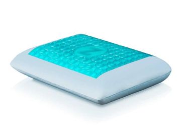 A single foam pillow features a blue gel top.