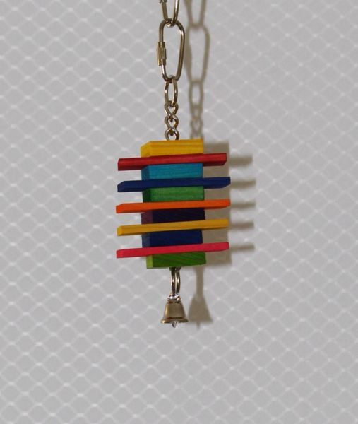 #100 Small Bird Toy with Wood Beads and Squares