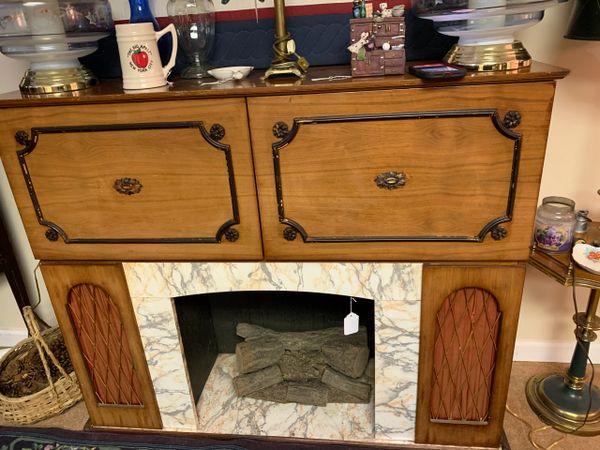 SOLD---Mid Century Modern Fire Place Bar and Stereo