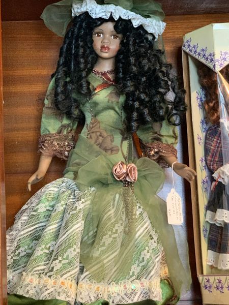 African American Doll in Victorian Green Dress