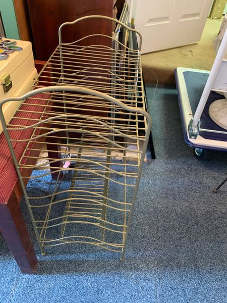 Gold tone Mid Century Three Tier Wire Record Rack