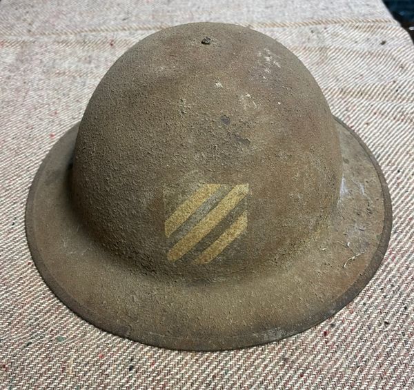 Original WW1 3rd ID Helmet With Liner Fragments