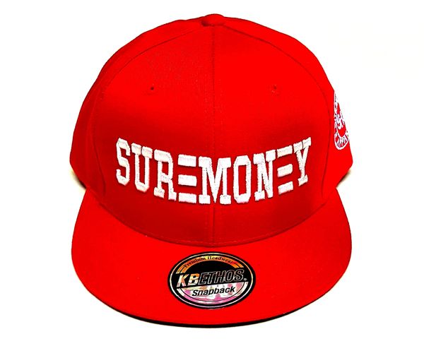 Suremoney White Stripe Red Hat