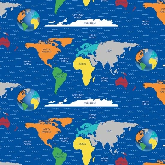 World map fabric