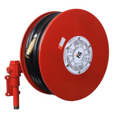 Fire Hose Reel "Swivel Arm" 36 meter Black Hose. Brass Nozzle.