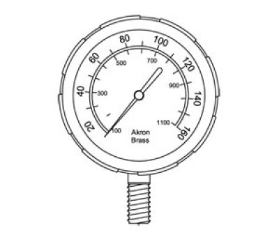 AKRON FK-352 Liquid Pressure Gauge - 0-160 psi