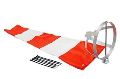 Airport Windsock Corporation 8" X 36" Orange and White Windsock and 8" Aluminum Frame Combo USA Made