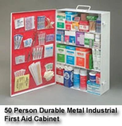 Radnor Four-Shelf 50 Person Durable Metal Industrial First Aid Cabinet