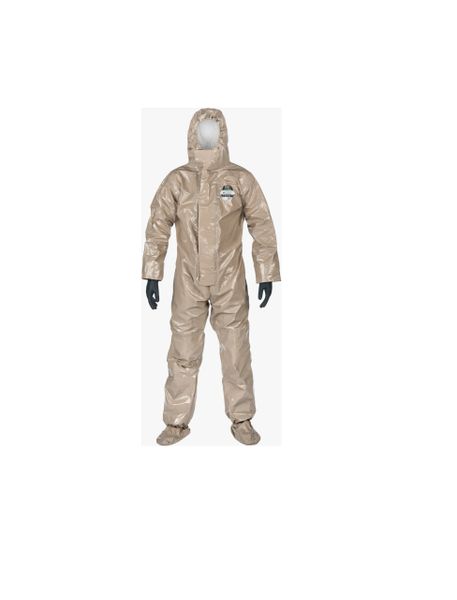 LAKELAND CHEMAX 4 PLUS CT4SY430PSG COVERALL WITH ATTACHED BOOTS SIZE LARGE